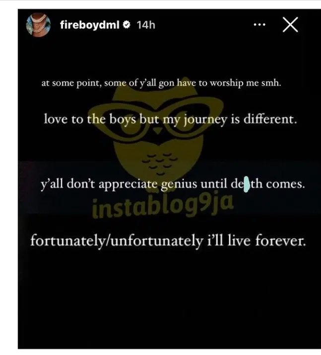 Everyone will end up worshipping me – Fireboy says