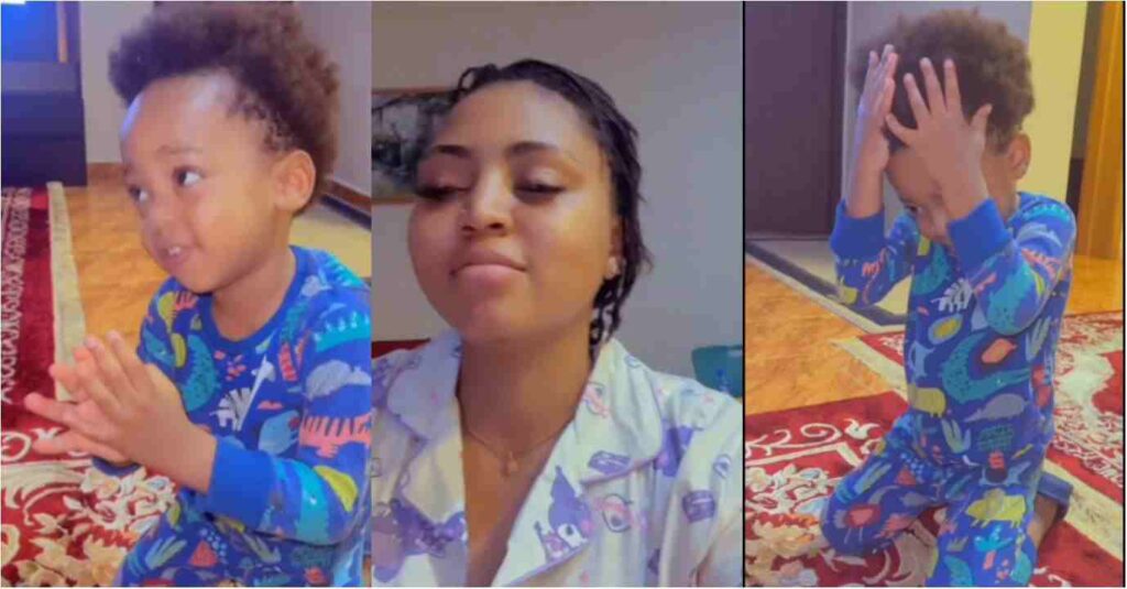 Nollywood Actress Regina Daniels Shares Video Of Her Son, Munir Pleading For Her Forgiveness After Spoiling Expensive Thing