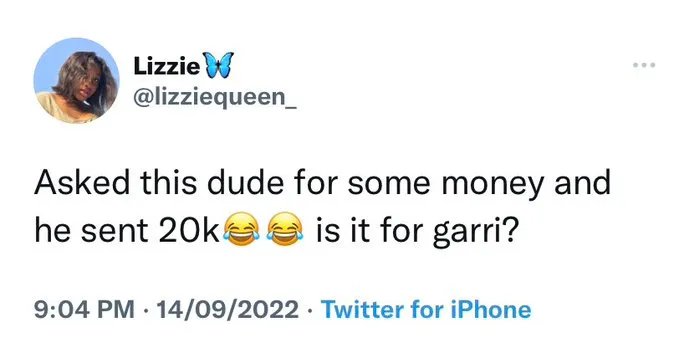 “Is it for garri or Corn?” – lady mocks man who sent her N20k after she begged him for money(photo)