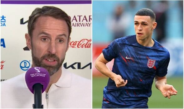 England manager Gareth Southgate encourages Phil Foden after receiving a "surprise" World Cup snub.