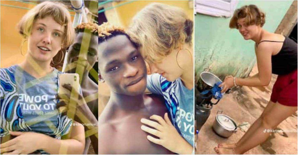 “My Client No Wan Gree Go Back Again”: Reactions As Nigerian Young Man Shows Off His Oyinbo Girlfriend Cooking for Him in Video Stir Reaction