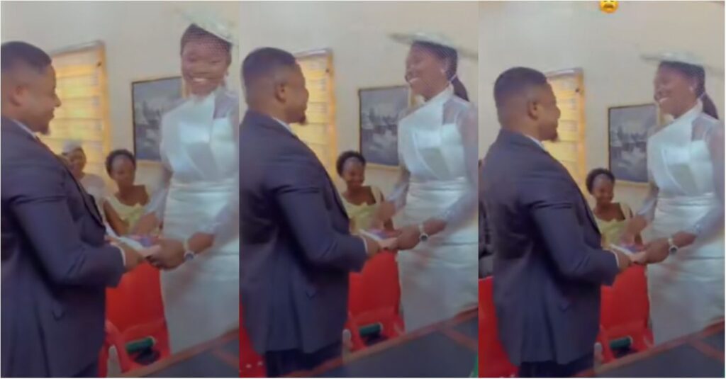 "I Was Shy When They Said We Should Kiss": Video of Beautiful Bride and Her Hubby At Their Wedding Goes Viral