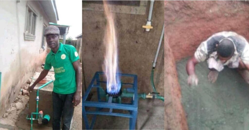 A Nigerian guy Spark Reaction Online by building a toilet that produces gas for cooking and electricity (Video)