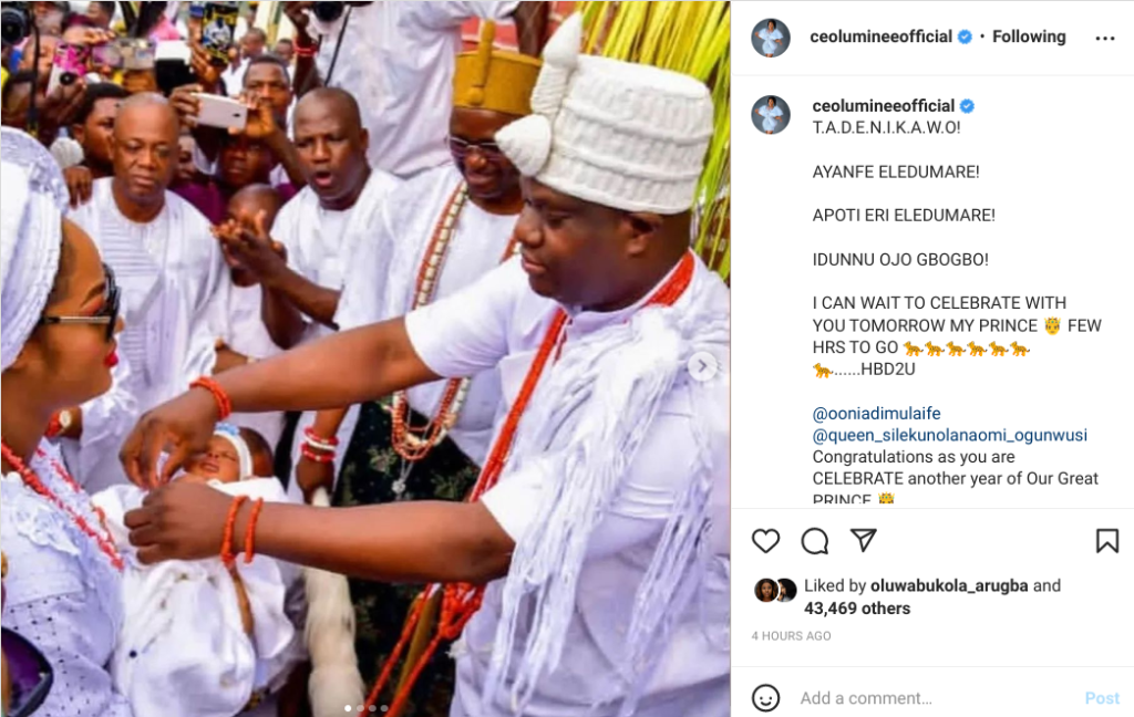 Seyi Naomi issues a warning ahead of the upcoming birthday celebration of son with Ooni of Ife