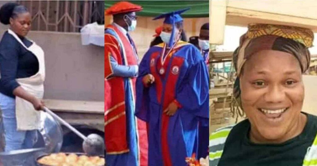 "Does Education Really Worth It?" – Reaction As First Class Graduate and Single mother ends up frying and hawking doughnuts On The Street