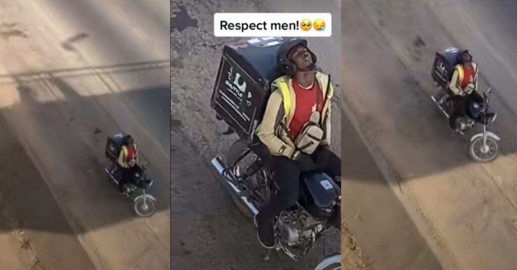 “Men Are Really Trying, Respect Them”: Dispatch Got Tired and Parks His Bike & sleeps off by The Roadside (video)