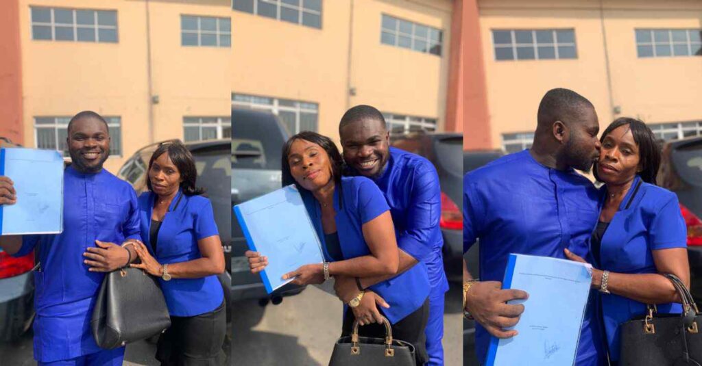 Man Feel So Excited As Her Mom Graduates From University 20 Years After She Dropped Out To Take Care Of Him