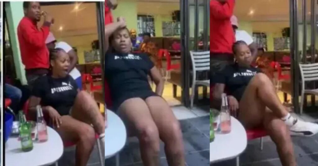 "See Someone Daughter For Outside" – Heavy Backside Lady Causes Confusion In a club As She Open Her Bushy Under Without Wearing Anything Under [Watch]