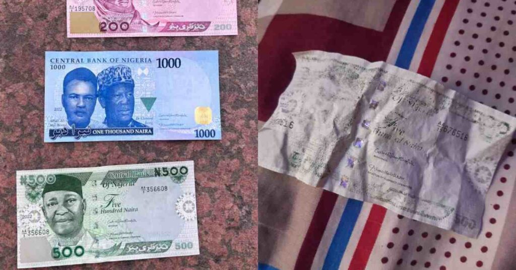 "Can We Say They Paint Our New Naira Note"– Lady Stir Reaction As She Shows New Naira Note Which Faded After Unknowingly Being Washed In Clothes