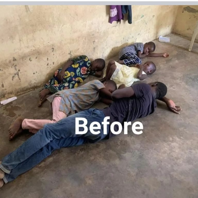 Single father who sleeps on bare floor with his 4 children get favour from a good Samaritan who provides him bed