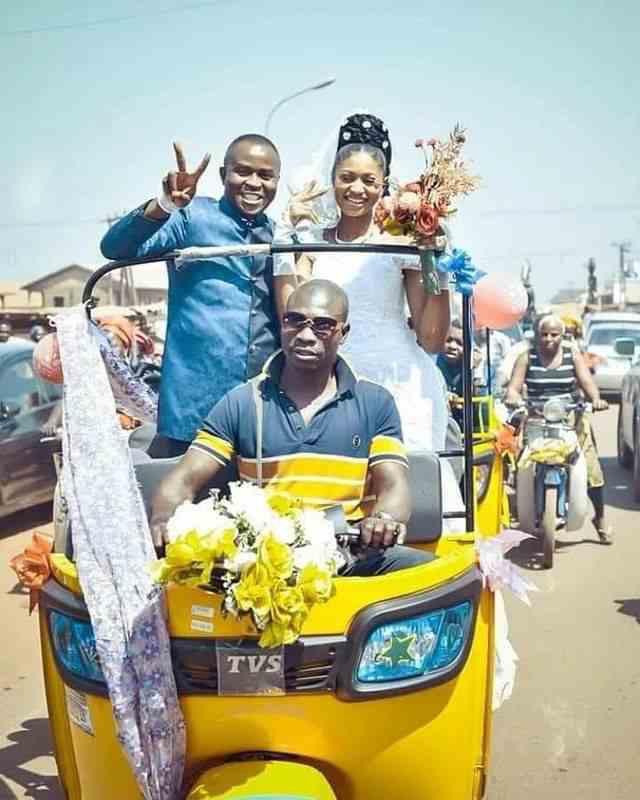 "Happiness Is All That Matter To Us"– Groom And Bride Happy As They Arrive At Wedding Reception In Keke Napeps With Smiles (Photos)