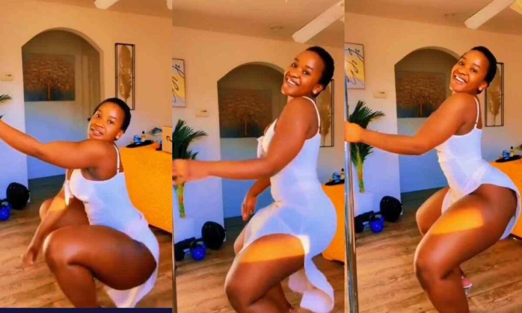 Nigerian Beautiful lady flaunts her massive nyash as she does a pole dance (Watch video)