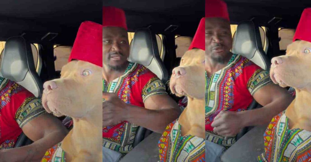 "See As the dog they dance like human being"– Funny Moment As Man Dresses Up His Dog, Puts It in Front Seat and They Dance Together Like Friends (Video)