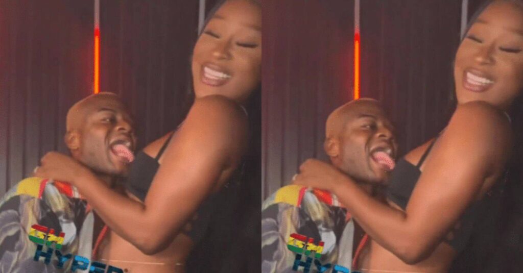 Efia Odo dances with Akwasi Kardashian inside the club and allowed a man to sucks her melons inside the club infront of hundreds of people (Video)