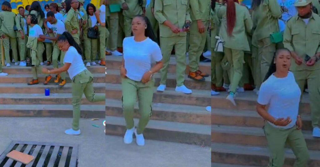 "Why Did He Look" Pretty Corps Member Dancing With Nysc Khaki In Public, Make Man Losse Focuses on Her in New Video.