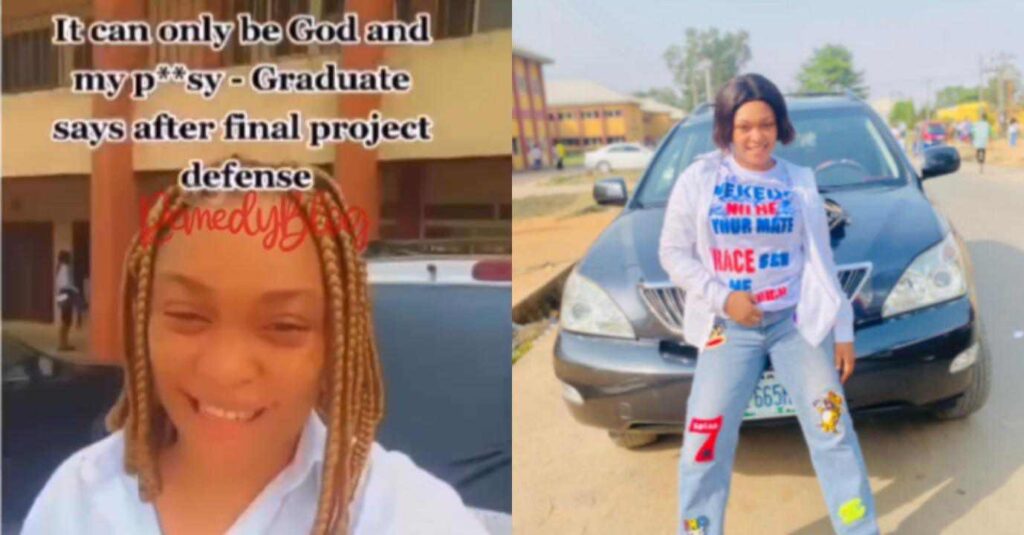 “It can only be God and my p**sy” – Alleged Nekede graduate says after final project defense (Video)