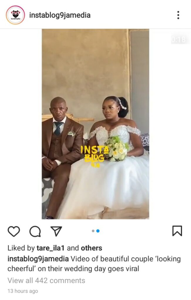 “I Married My Best Friend Don Dey Vex” See Hilarious Reactions Of New Couple Frowning On Their Wedding Day