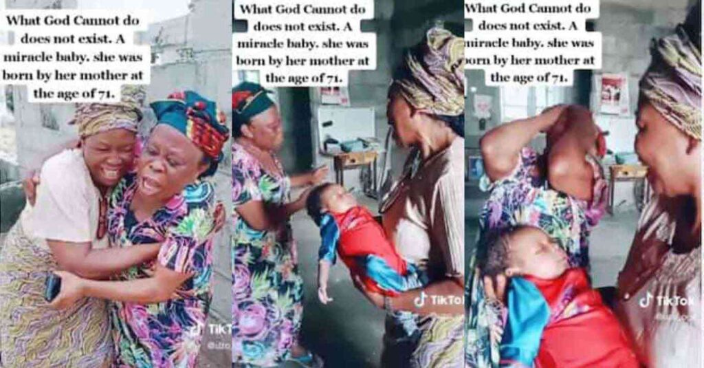 "What God Cannot Do Does Not Exist" – 71-Year-Old Nigerian Woman Who Married at Age 50 Finally Gives Birth to Baby, Flaunts Her Healthy Kid in Video