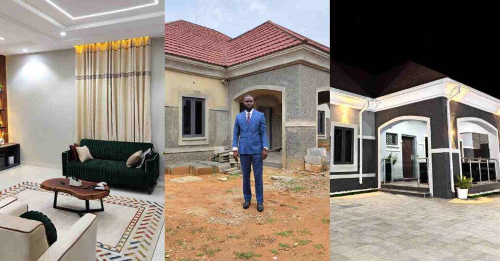 “There Is Nothing Impossible For God To Do” – Nigerian says as he shows off his newly built mansion (Photos)