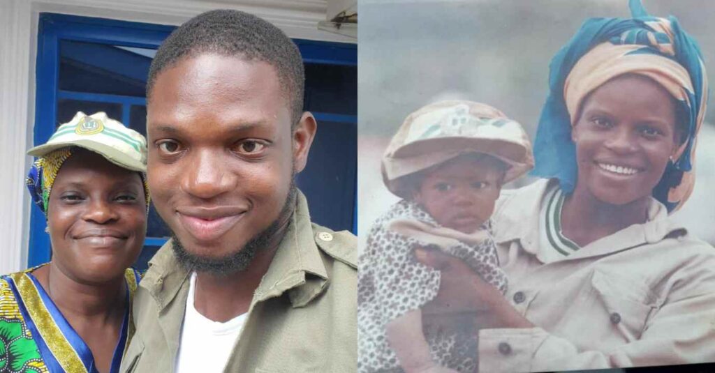 “I Served My Country Twice” – Man Whose Mum Took To NYSC Camp As a Child Also Serves in 2022, Honours Her in Photos (Watch)