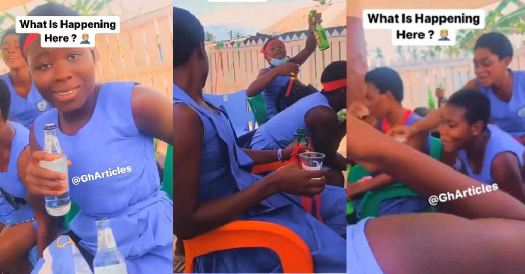 ‘This One Does Not Have Parent and they'll be saying Our Future Leaders’ – Reactions Trail Video Of Secondary School Girls Drinking Alcohol To Stupor