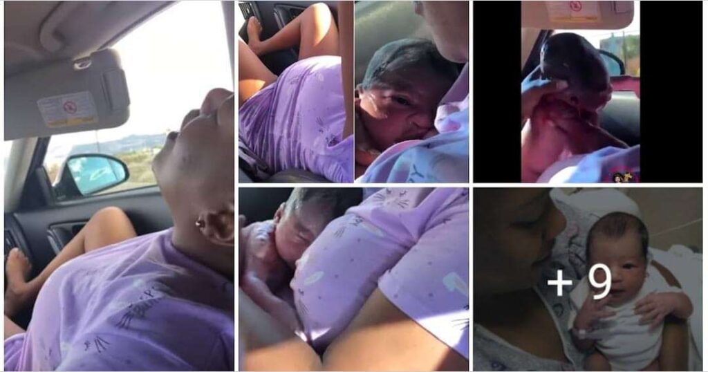 Wonderful Moment Mum Gives Birth In Car In The Presence Of Her Crying Children As They Journeyed To The Hospital (Video)