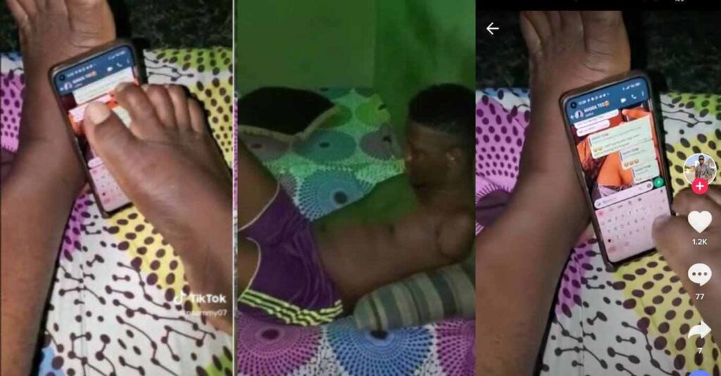 “The Guy is so much in love” – Young Man without hands presses phone with his toes, sends message To His Babe on WhatsApp (Video)