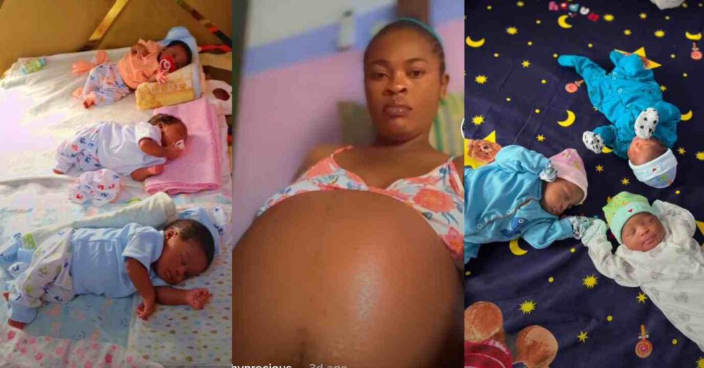 “I Delivered At Exactly My 35 Weeks”: Young Beautiful Mother With Big Baby Bump Gives Birth to Triplets, Cute Video Trends Online