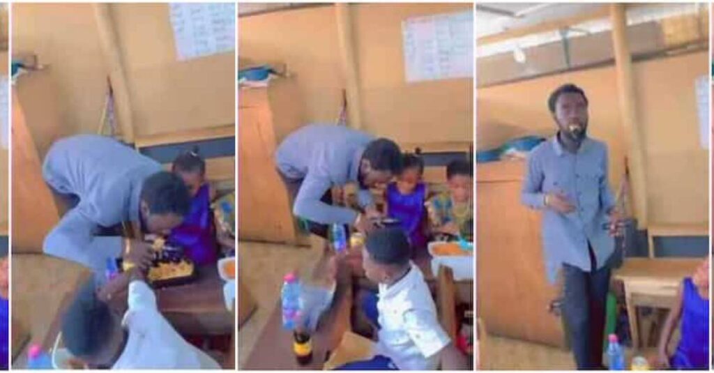 “There Is Nothing Hunger Can Not Do”: ‘Class Teacher’ Caught Red Handed Eating Female Pupil’s Food in Class, Video Stirs Massive Reactions