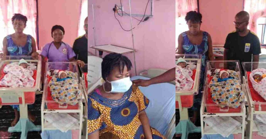 "Nothing Is Impossible With Prayer"– Nigerian Woman, Samuel Regina Gives Birth To Triplets After 11 Years Of Praying To God [Photos]