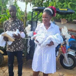 Nigerian Blind woman who gave birth to triplets receives donation worth millions