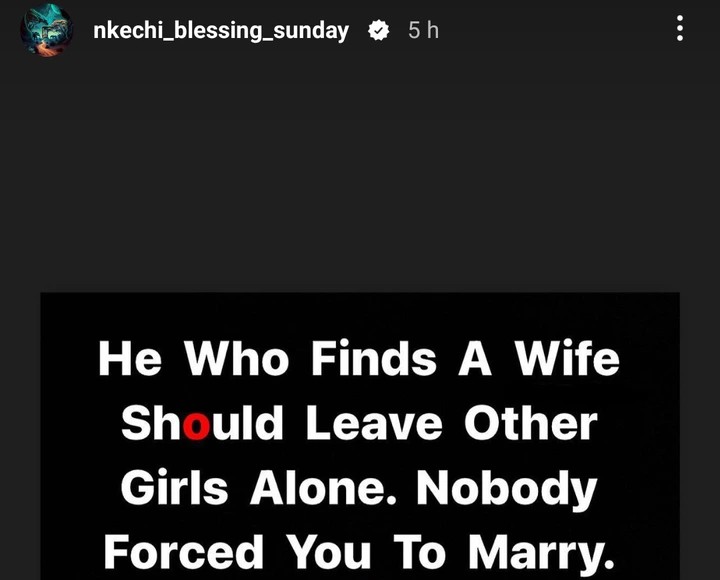 "He Who Finds A Wife Should Leave Other Girls Alone, Nobody Forced You To Marry"– Nkechi Tell Married Men