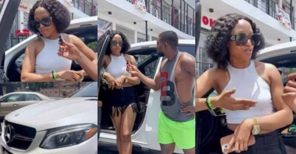 21-year-old Amaka trends online after claiming she bought a Benz worth N36M with selling Okrika (Video)