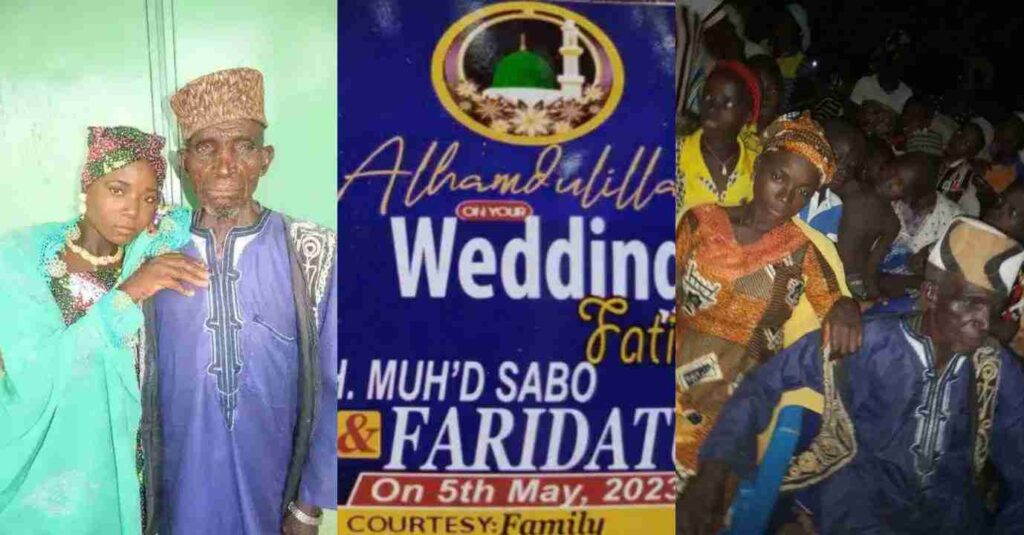 "God Please Save This Marriage"– Man Says As 95-year-old man marries 14years Old teenager in Abuja