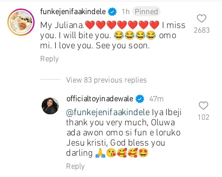 “I miss you” Funke Akindele reacts as Juliana Olayode tenders deep apology to her