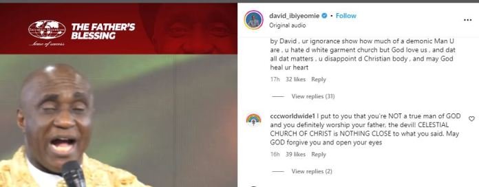 "What Type Of Man of God Are you?" – Celestial Church React To Pastor David Ibiyeomie Claim On There Church