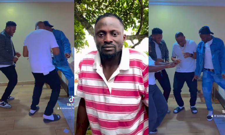 "Oh Lord Don't Allow This Guy Break Him Leg Finally I’m Begging" – Actor Apankufor Beg God On Jigan Behalf As He Dance To Lege Miami Latest Song (Watch)