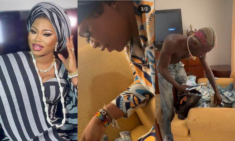 "Is Plenty, Even Mama Zeh Self Dey Count Money"– Portable Says As He Pack Bails Of Money Made From Ghana Inside Bag With His Wife Omobewaji (Watch Video)