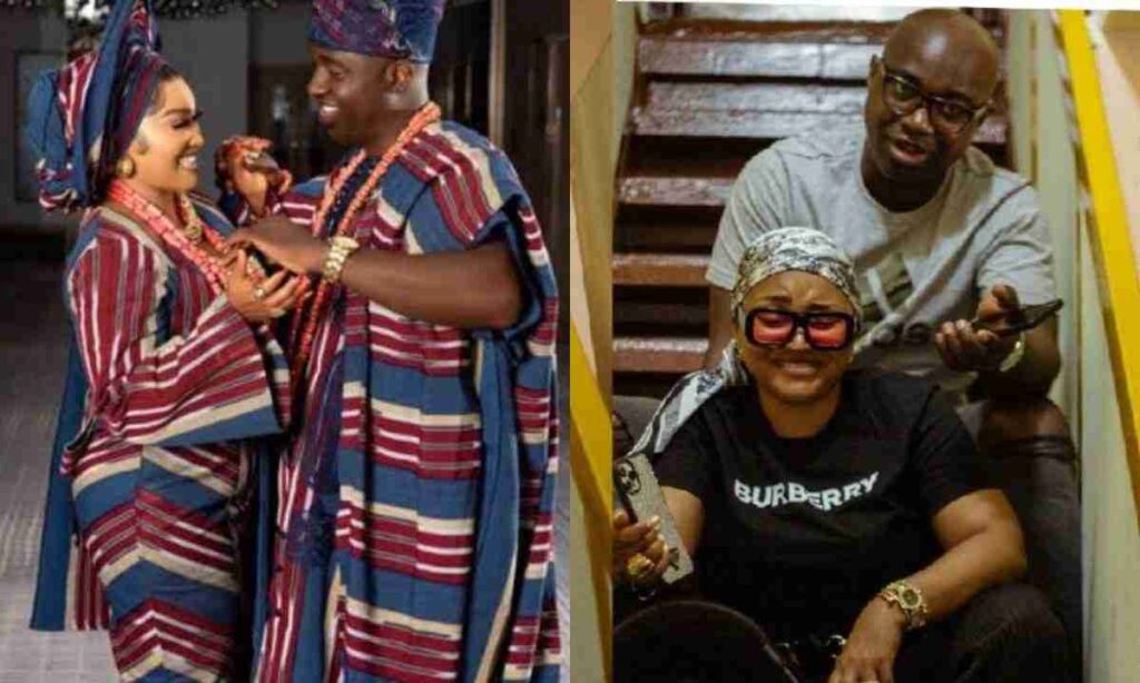 "This una love just the sweet everyday"- fans react as Adekaz is spotted with his wife, Mercy playing hide and see on movie set (Video)