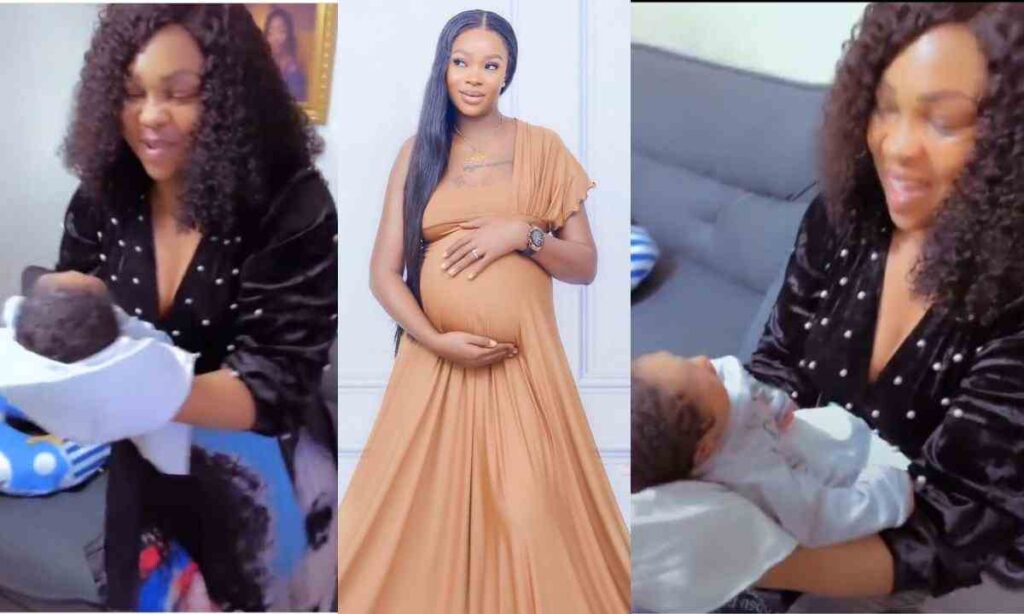 "Words can't express my joy"- Actress Aolat Ayonimofe emotional as Regina Chukwu surprises her baby with many gifts (Video)