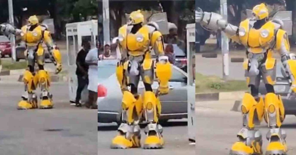 "Even Nigerian Self Dey Try Technology"– Reaction As Robot Seen Controlling Traffic In Abuja (Watch)