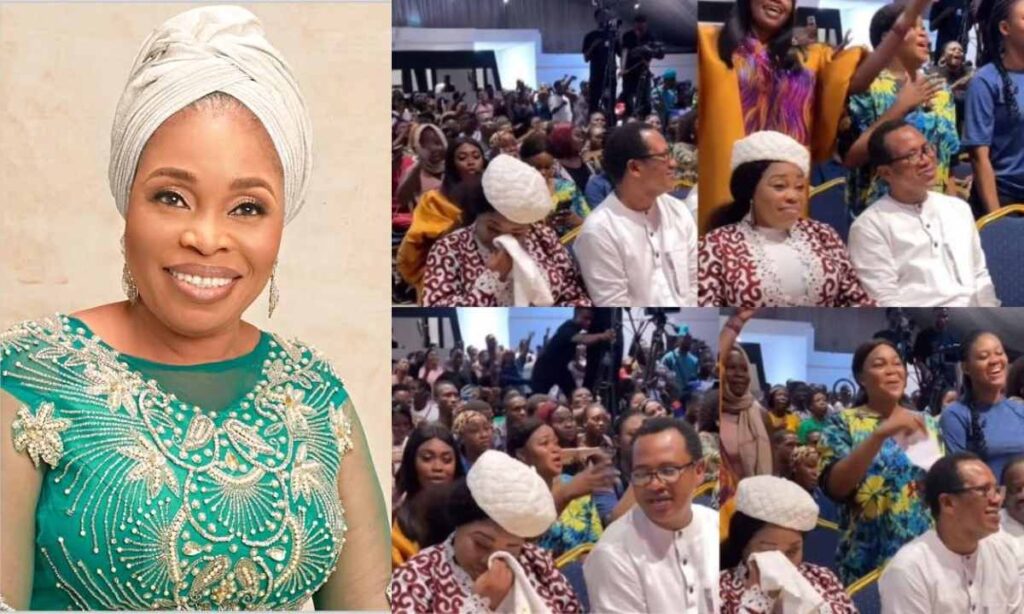 "Why am I crying” – Gospel singer Tope Alabi breaks into tears as audience members serenade her with her songs at an event (Video)