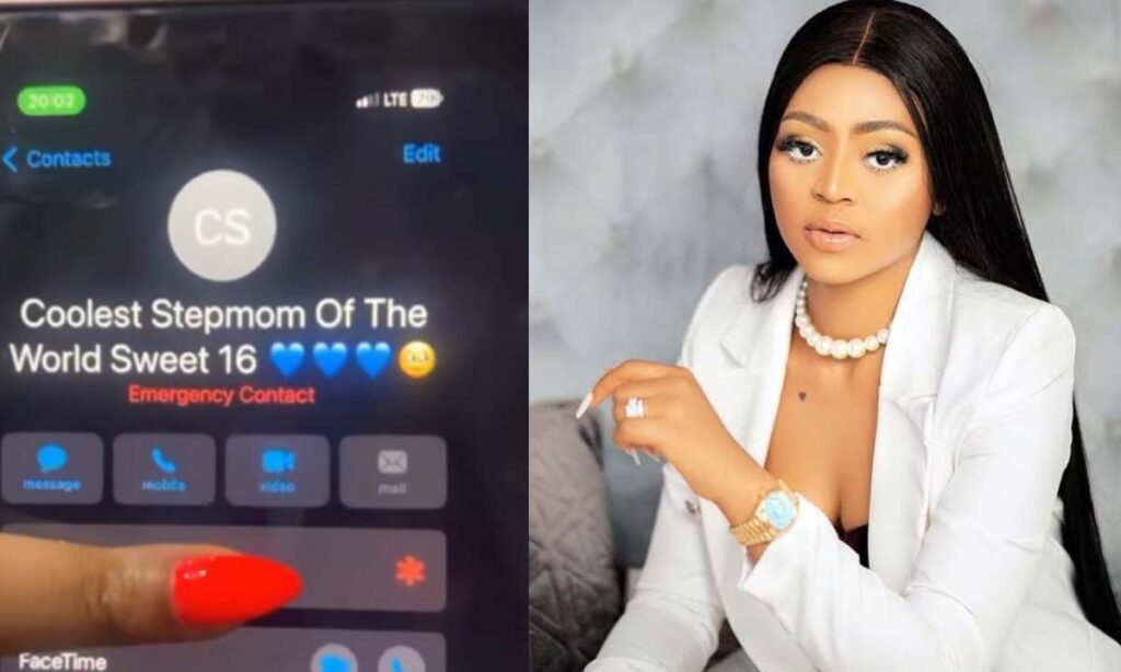 Regina Daniels reveals what most her stepson saved her name with (Video)