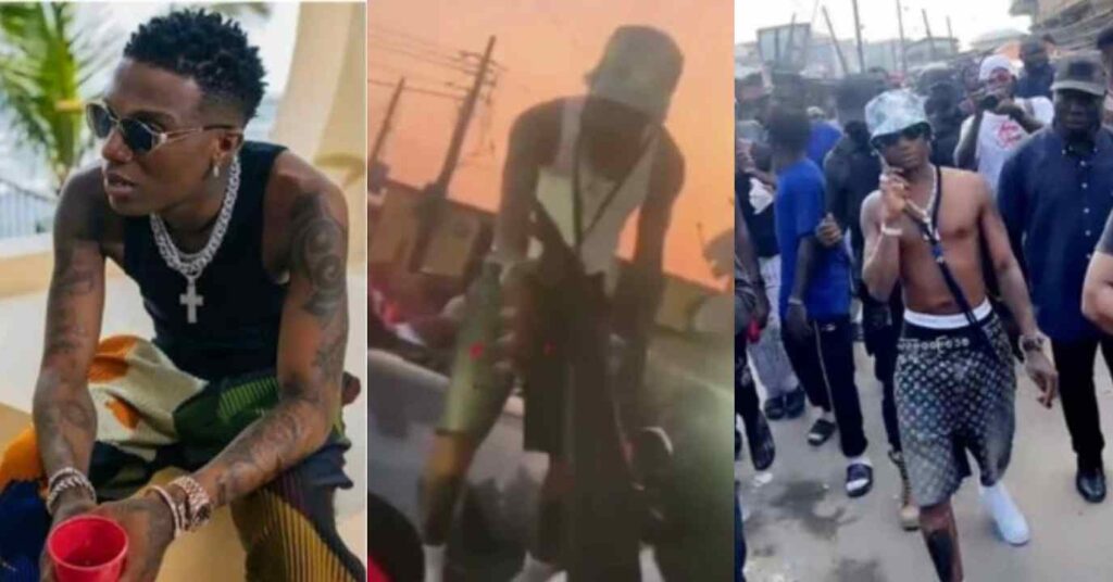 "Even Wizkid Self They Vex"–reaction as Wizkid deals with fan assaulting others during his return to Surulere – VIDEO