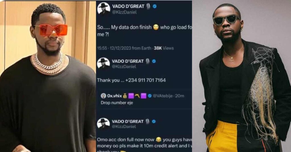 Kizz Daniel causes buzz online as Fans queue up to send data to his number