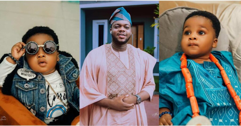 "See As Young Alhaji Fine Pass His Father"- Reactions As Cute Abiola Celebrates His 6Month Old Son In Grand Style