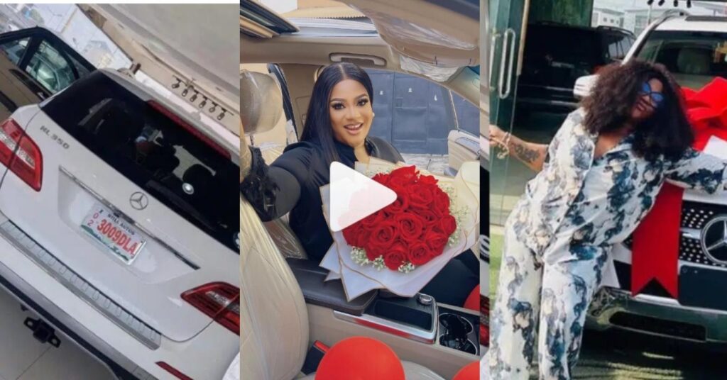 “One of my toughest years, but God blessed me” – Nkechi Blessing gifts herself a brand new car for Christmas (Video)