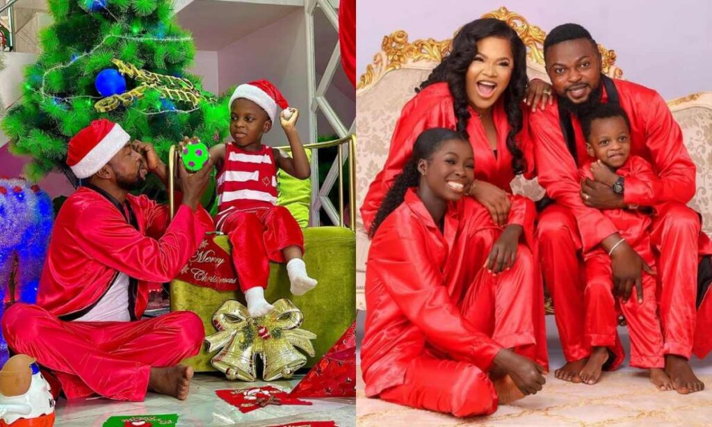 Kolawole Ajeyemi, Wife Toyin Abraham And Children Rock Matching Pyjamas in Heart-Melting Christmas Day Photo