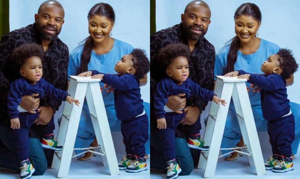 "Omo if these boys grow ehn, Dem go to break heart"- Fans reactions as Gabriel Afolayan share adorable family Christmas photo