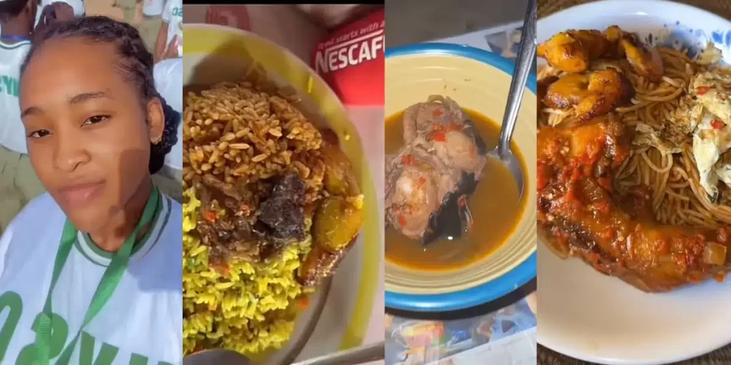 “E be like say na different camp I go” — Reactions as Amarachi Uyanne shows off sumptuous meals she eats at NYSC camp in Kaduna